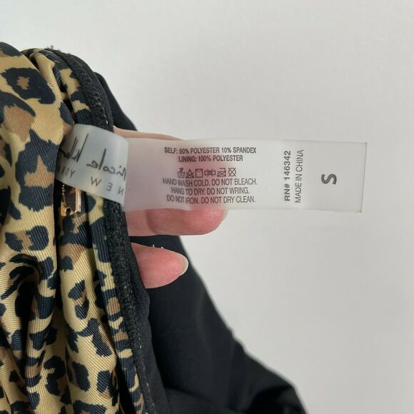 Nicole Miller NWT Leopard Print Tie Waist Swimsuit Size S - Picture 5 of 6